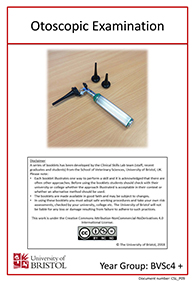 Clinical skills instruction booklet cover page, Otoscopic examination